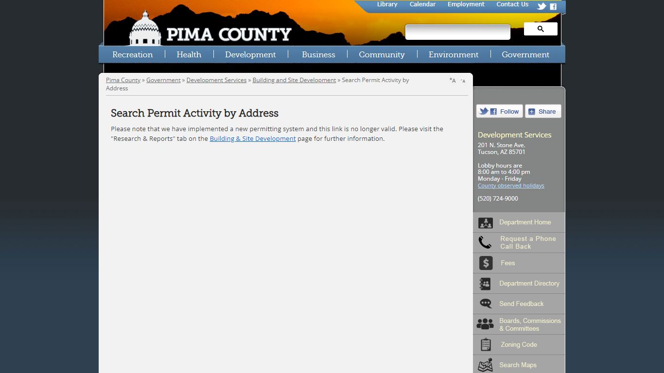 Search Permit Activity by Address - Pima County